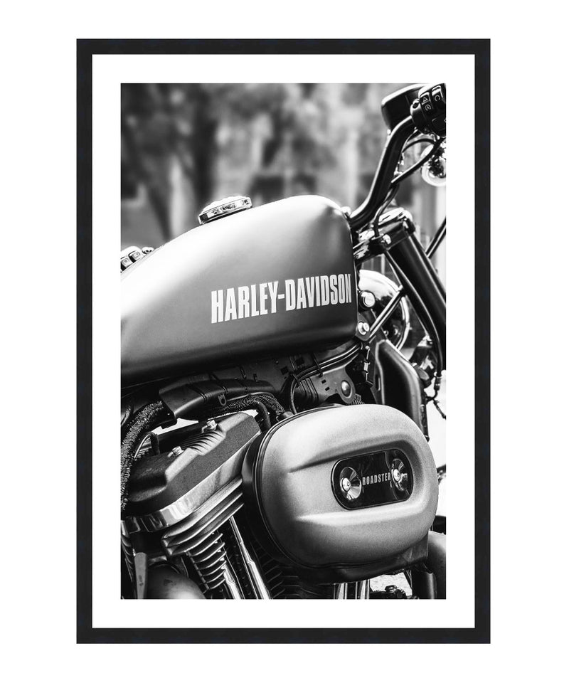 Harley-Davidson Motorcycle Poster, Harley Wall Art, Black and White Sportster Print