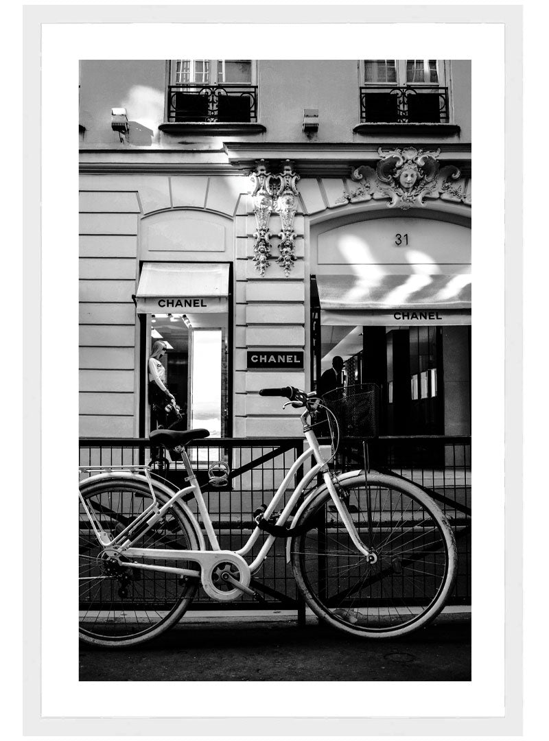 Chanel Bicycle Fashion Poster, Fashion Photography Wall Art, Fashion Black  and White Print