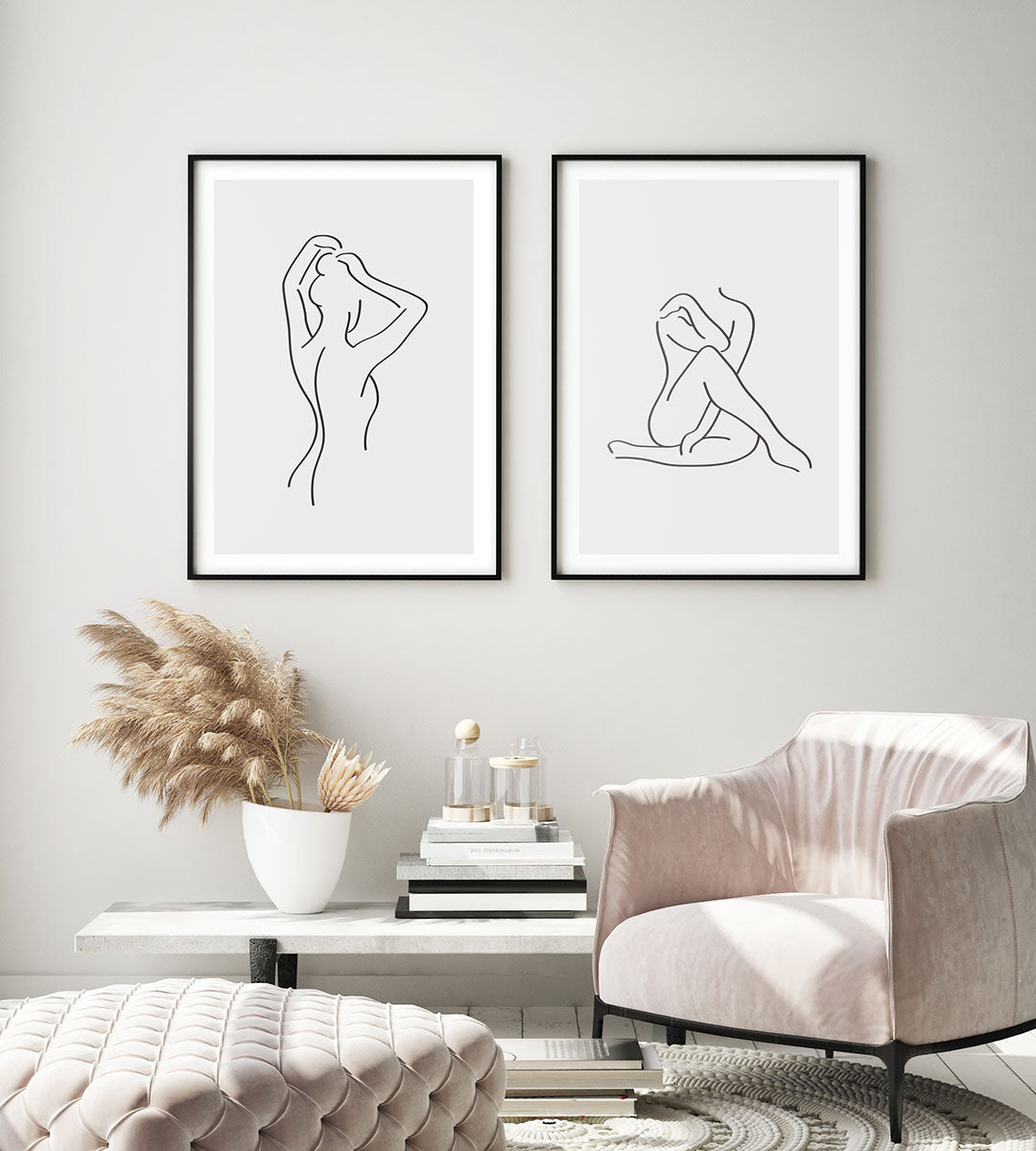 Sexy Woman Line Drawing No. 2 Poster  Black & White Body Art – Postermod